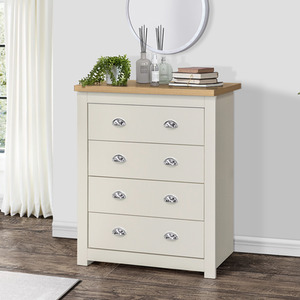 Wooden 4 Piece Furniture Set Wardrobe Chest of Drawers Bedsides Highgate - Cream by Birlea