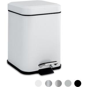 Square Stainless Steel Bathroom Pedal Bin - White by Harbour Housewares