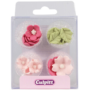 Pink Sugar Flowers & Leaves by Culpitt