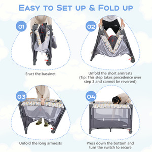 6-in-1 Baby Bed Travel Cot - Grey by Costway