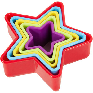 Set of 5 Plastic Star Cutters - Multicolour