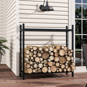 Iron Powder Coated Firewood Logs Holder - Black by Livingandhome