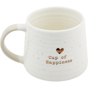 Gold Heart Ribbed Mug - White