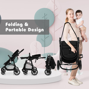 2 in 1 High Landscape Stroller Foldable Toddler Stroller - Black by Costway