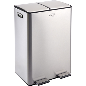 Double Compartment Stainless Steel Kitchen Bin - Silver / 60l by Charles Bentley