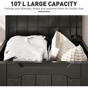 HOMCOM 107 L Plastic Storage Chest with Lock Hole Handles by HOMCOM