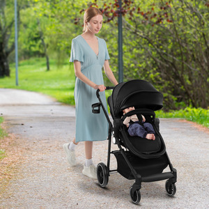 2 in 1 High Landscape Stroller Foldable Toddler Stroller - Black by Costway