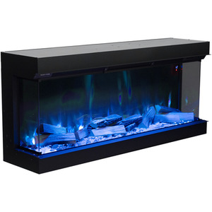 Three-Sided Smart Electric Fireplace with Remote Control - Black / 125cm by Livingandhome