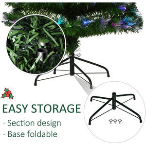 HOMCOM 6FT Multicoloured Artificial Christmas Tree with PreLit Modes Metal Stand - Green, blue and red by HOMCOM