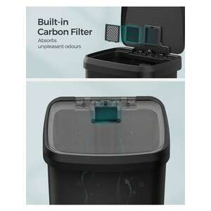 68L Metal Pedal Kitchen Bin with Lid - Black by SONGMICS