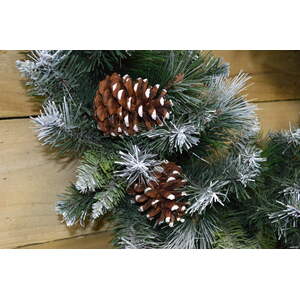 Frosted Glacier Christmas Wreath with Pine Cones - Green / White by Samuel Alexander