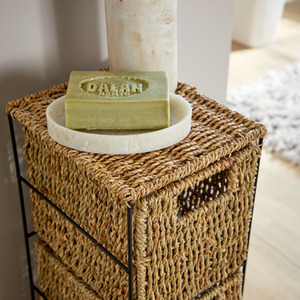 Ankara Wicker 4 Drawer Tower Storage Unit - Natural & Black by Home Source