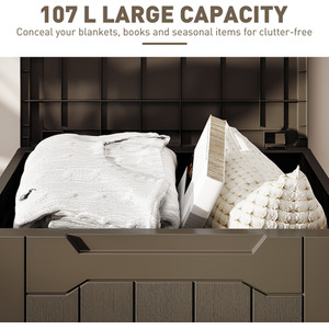 HOMCOM 107 L Plastic Storage Chest with Lock Hole Handles by HOMCOM