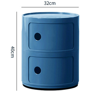 Round Beside Table Filling Cabinet Chest Unit Stockable - Blue / 2 by Livingandhome