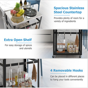 2-Tier Outdoor Grill Cart Kitchen Trolley - Black by Costway