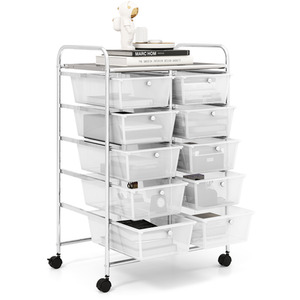 10-Drawer Storage Cart Rolling Cart - Clear by Costway
