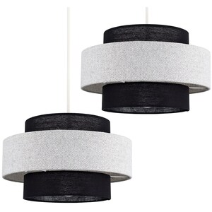 Weaver Pair of Grey Ceiling Pendant Shade - Grey by ValueLights