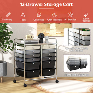 12 Drawer Rolling Storage Cart - Grey by Costway