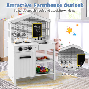 Kids Play Kitchen Toy Set - White by Costway