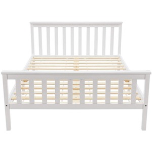 Solid Pine Wooden Bed Frame - White / Double by Abrihome
