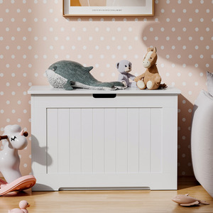 Wooden Toy Organizer with Lid - White by Livingandhome