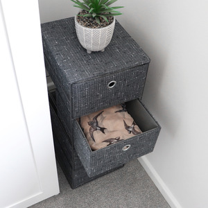 JVL Shadow 4 Drawer Wide Fabric Storage Tower - Charcoal by JVL