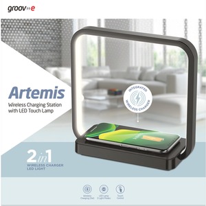 Groove Artemis Touch Lamp with Wireless Charging Pad - Black by Groove