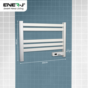 Infrared Heated Towel Rail LC Screen White - White by EnerJ Smart