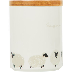 Highland Flock Canister with Bamboo Lid - White / Sugar