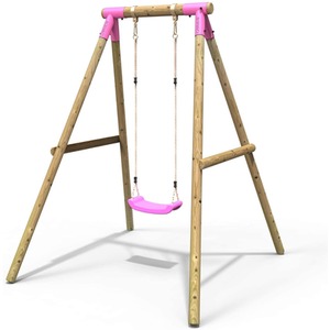 Wooden Single Swing Set with Standard Seat - Solar - Pink by Rebo
