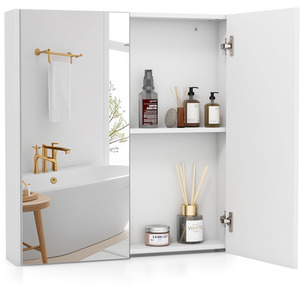 Bathroom Wall Cabinet Medicine Cabinet - White by Costway