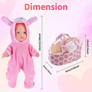 26 Piece Baby Doll with Carry Cot 4 Outfit Sets and Carrying Case - Pink