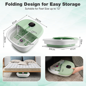 Folding Foot Bath Massage Bubble Foot Spa Basin - Green by Costway