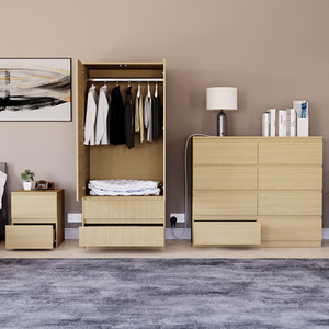 Denver Bedroom Set (2 Drawer Bedside, 8 Drawer Chest, 2 Door 2 Drawer Wardrobe) by Vida Designs