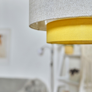 Mustard And Grey Herringbone Modern Ceiling Pendant Light Shade - Yellow by ValueLights