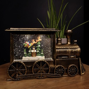 Water Spinner Christmas Train and with Santa Scene - Brown by Samuel Alexander
