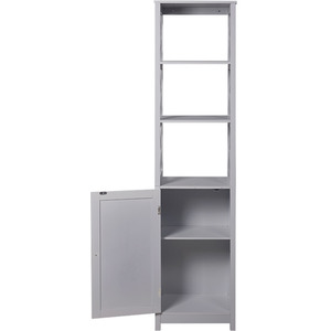 Freestanding Wooden Bathroom Tall Cabinet - Grey by Livingandhome