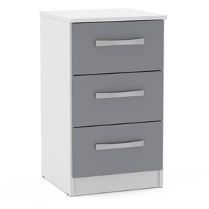 Wooden 4 Piece Furniture Set Wardrobe Chest of Drawers Bedsides Lynx - White & Grey by Birlea