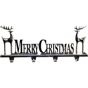 Silver Decorative Merry Christmas Stocking Hanger - Yellow by Samuel Alexander