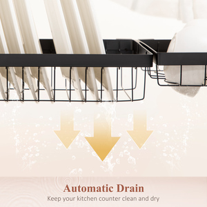 HOMCOM Space Saving 2 Tier Over The Sink Dish Drainer Rack - Black / 30cm / 100cm by HOMCOM