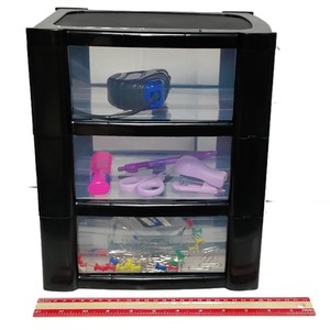 Small 3 Drawer Stationery Storage Unit Black - Black by Thumbs Up