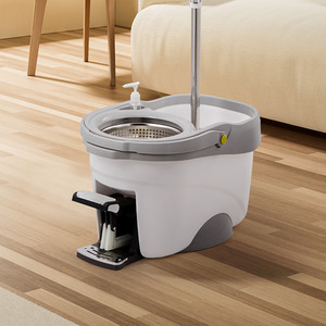 Hands-free Spin Mop and Bucket Cleaning Set - Grey / 30cm by Livingandhome