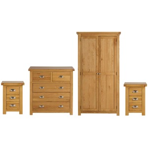 Wooden Furniture Set Wardrobe Chest of Drawers Bedside Woburn - Brown by Birlea