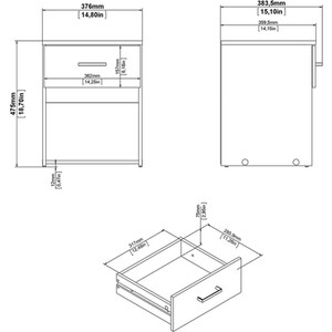 Space 3 Piece Bedroom Set - Oak