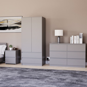 Denver Bedroom Set (2 Drawer Bedside, 6 Drawer Chest, 2 Door 2 Drawer Wardrobe) by Vida Designs