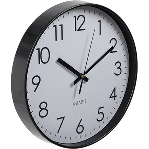 12-Inch Non-Ticking Battery-Operated Wall Clock - Black by Livingandhome