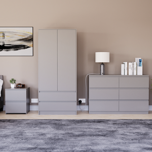 Denver Bedroom Set (2 Drawer Bedside, 6 Drawer Chest, 2 Door 2 Drawer Wardrobe) by Vida Designs