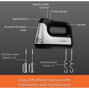Innoteck Hand Mixer 6 Speed Electric Mixer 400W - Silver by Innoteck