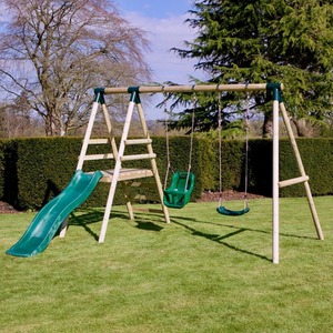 Wooden Swing Set with Slide by Rebo