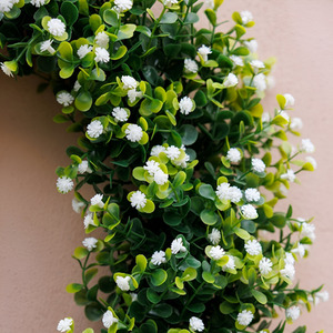 Baby's Breath Artificial Wreath with Hanging Loop - Green by Primrose